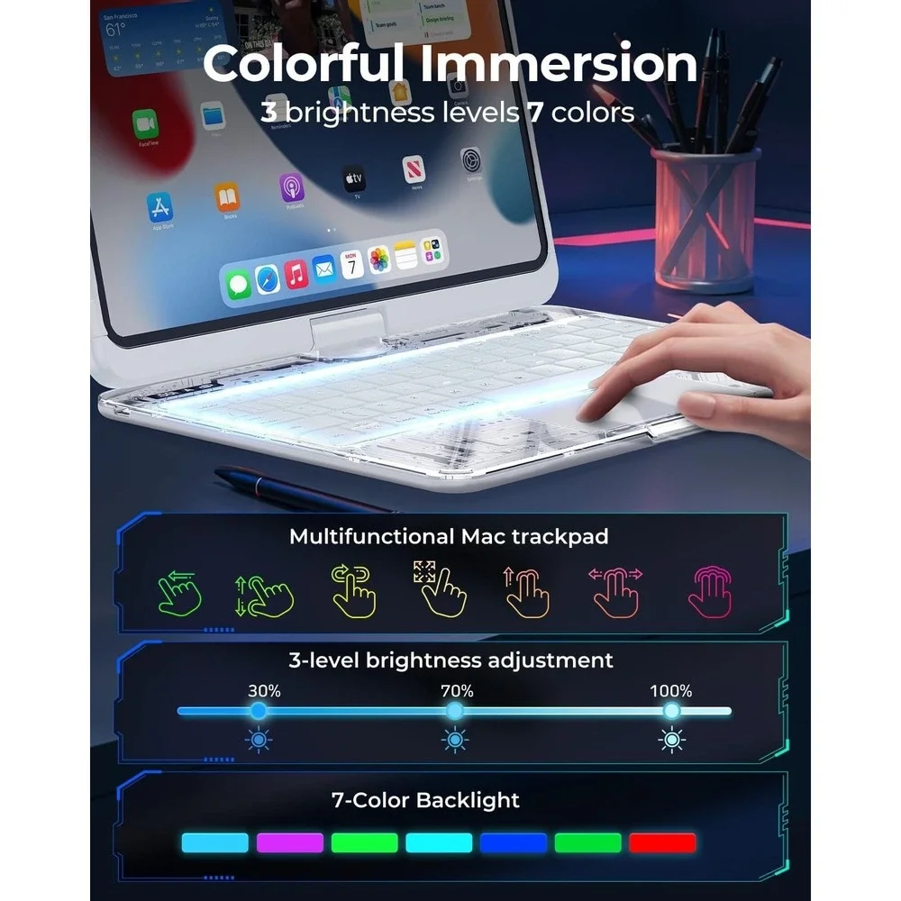 Wireless Keyboard Case iPad Pro 13 M5 M4 2025 2024 Trackpad + Backlit